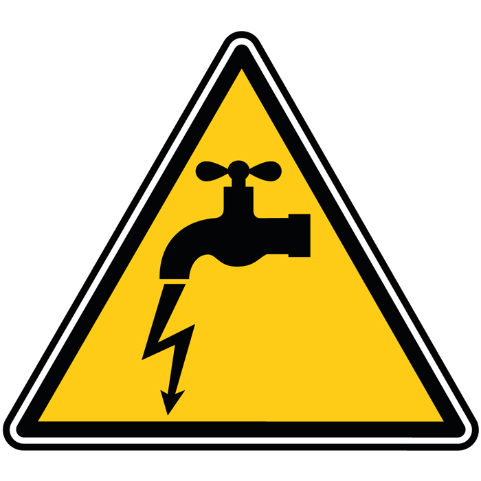 Pictogramme Attention danger fuite d' eau dans un environnement