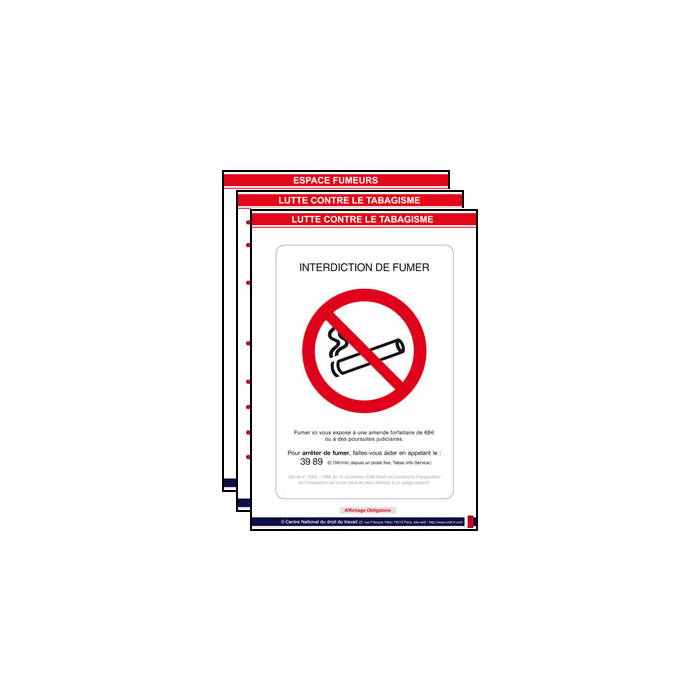 2 Panneaux Interdiction Fumer 180x250mm - Aluminium Pour