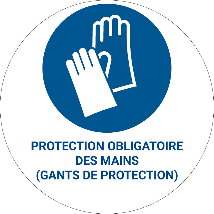 panneau de signalisation Protection obligatoire des mains-gants de  protection