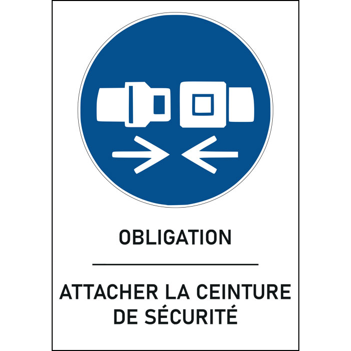 Panneau Autocollant D'Obligation - Obligation d'Attacher la Ceinture de  Sécurité Diamètre 5 cm