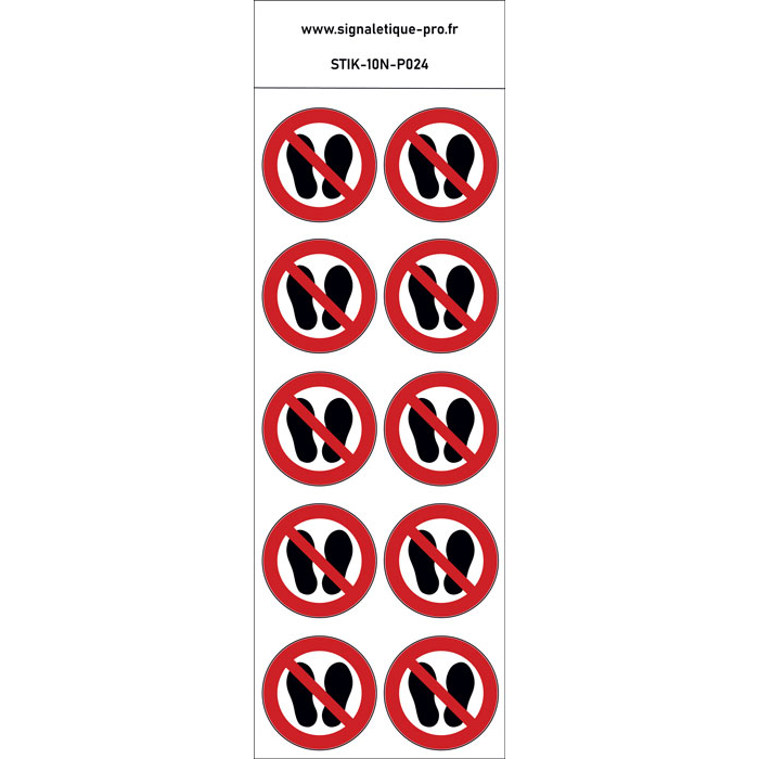 autocollant interdiction de marcher ou stationner a cet endroit pictogramme  norme iso 7010 - ref 050221 - Stickers Autocollants personnalisés