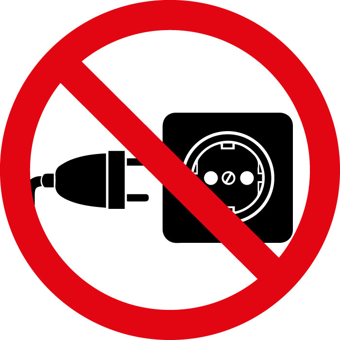 Pictogramme Utilisation de la prise électrique 1 interdite