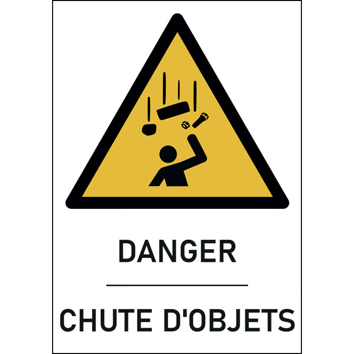 Panneau danger chute d’objets