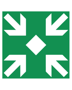 Panneau de signalisation point de rassemblement obligatoire - représentant le lieu de rassemblement