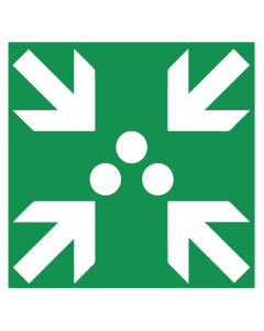 Panneau de signalisation point de rassemblement obligation