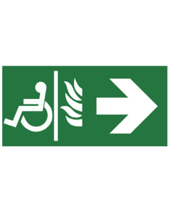 Pictogramme Évacuation espace attente sécurisé -flèche droite