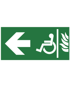 Pictogramme Évacuation espace attente sécurisé -flèche gauche
