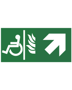 Pictogramme Évacuation espace attente sécurisé -flèche haut droit
