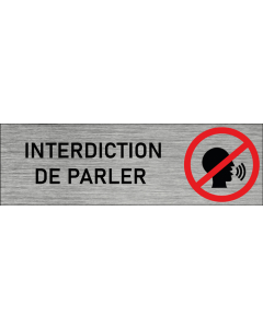 Plaque de porte Interdiction de parler
