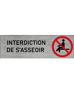 Plaque de porte Interdiction de s'asseoir