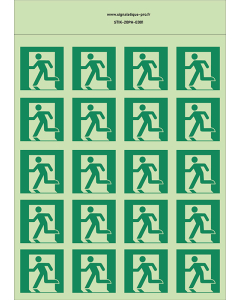 Autocollants photoluminescents Sortie de secours-gauche  20Ph