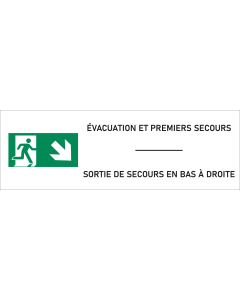 Signalétique sortie de secours à droite bas - format rectangle