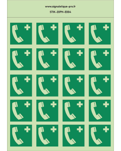 Autocollants photoluminescents Téléphone d'urgence 20Ph