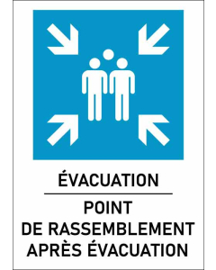 Panneau Point de rassemblement après évacuation bleu
