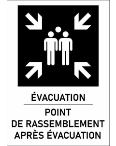 Panneau Point de rassemblement après évacuation noir