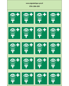 Autocollants photoluminescents  Équipement de rinçage des yeux 20Ph