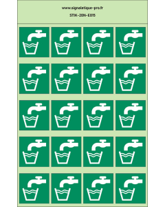 Autocollants photoluminescents eau potable 20Ph