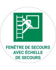 Panneau pictogramme Fenêtre de secours avec échelle de secours
