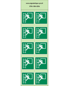 Autocollants photoluminescents Fenêtre de secours avec échelle de secours 10Ph