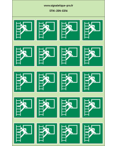 Autocollants photoluminescents Fenêtre de secours avec échelle de secours 20Ph
