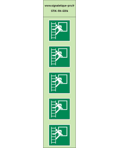 Autocollants photoluminescents Fenêtre de secours avec échelle de secours 5Ph