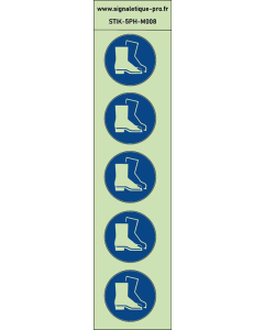 Autocollants photoluminescents Protection obligatoire des pieds (chaussure de sécurité)  5Ph