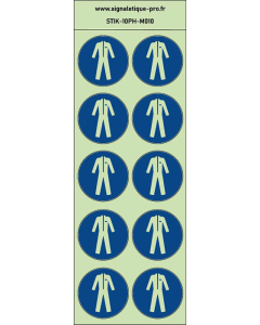 Autocollants photoluminescents Protection obligatoire du corps-vêtements de protection  10Ph