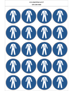Autocollants Protection obligatoire du corps-vêtements de protection - M010 norme iso 7010 – par Lot de 20