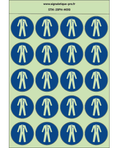 Autocollants photoluminescents Protection obligatoire du corps-vêtements de protection 20Ph