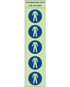 Autocollants photoluminescents Protection obligatoire du corps-vêtements de protection 5Ph