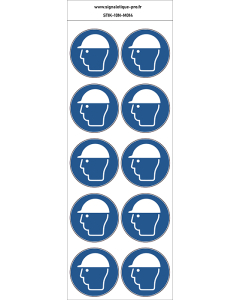 Autocollants Casque de protection obligatoire - M014 norme iso 7010 – par Lot de 10