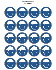 Autocollants Casque de protection obligatoire - M014 norme iso 7010 – par Lot de 20