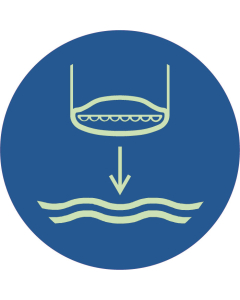 Panneau d' obligation abaisser l'embarcation de sauvetage à l'eau lors de son lancement photoluminescent