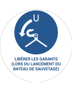Panneau pictogramme Libérer les garants (lors du lancement du bateau de sauvetage)
