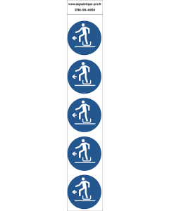 Autocollants Descendre à gauche de la luge - M050 norme iso 7010 – par Lot de 5