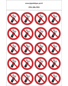 Panneau Interdiction d'activer des téléphones mobiles 20N