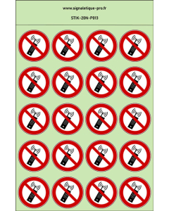  Autocollants photoluminescents Interdiction d'activer des téléphones mobiles 20Ph