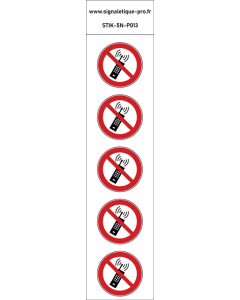 Panneau Interdiction d'activer des téléphones mobiles 5N