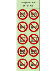 Autocollants photoluminescents Ne pas obstruer 10Ph