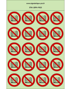Autocollants photoluminescents Ne pas obstruer 20Ph