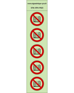 Autocollants photoluminescents Ne pas obstruer 5Ph