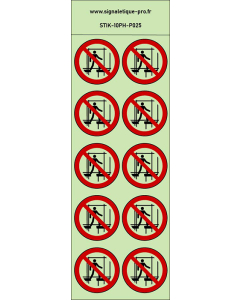 Autocollants photoluminescents Ne pas utiliser un échafaudage incomplet 10Ph