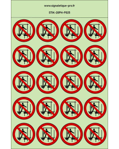 Autocollants photoluminescents Ne pas utiliser un échafaudage incomplet 