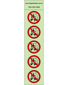 Autocollants photoluminescents Ne pas utiliser un échafaudage incomplet 5Ph