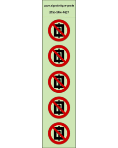 Autocollants photoluminescentsNe pas utiliser cet ascenseur pour des personnes 5Ph