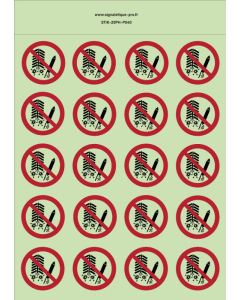 Autocollants photoluminescents  Ne pas déclencher de feux d’artifice  - P040  norme iso 7010 – par Lot de 20