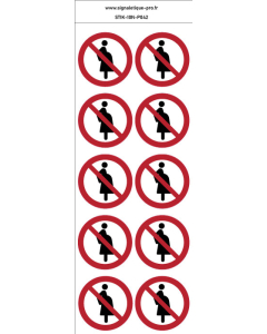 Autocollants Femmes enceintes non autorisées - P042 norme iso 7010 – par Lot de 10