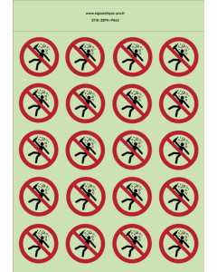 Autocollants photoluminescents  Interdit aux personnes en état d’ivresse  -P043  norme iso 7010 – par Lot de 20