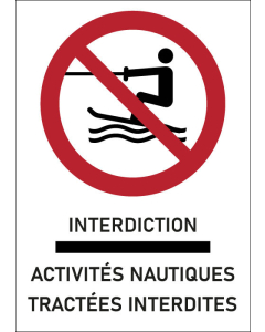 Panneau Activités nautiques tractées interdites