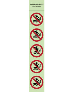 Autocollants photoluminescents  Pratique du surf interdite  - P059  norme iso 7010 – par Lot de 5